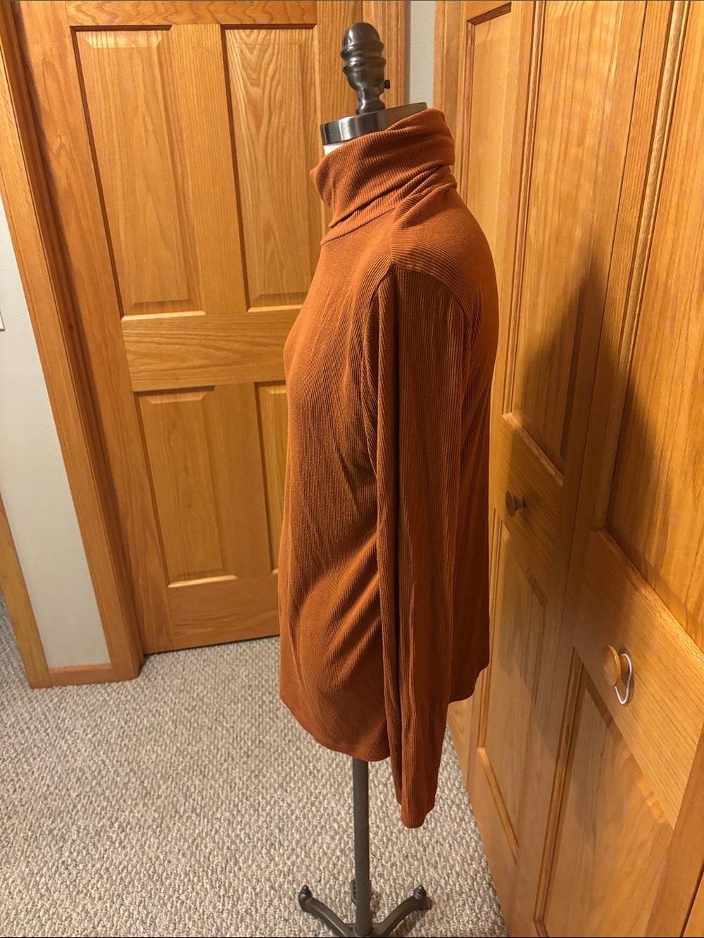 LOFT Rust Orange Ribbed Turtleneck - Picture 3 of 5